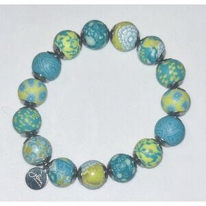 Jilzara Lime Petite Keepsake Polymer Clay Beaded Stretch Bracelet Artisan
